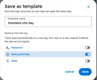 save as template popup