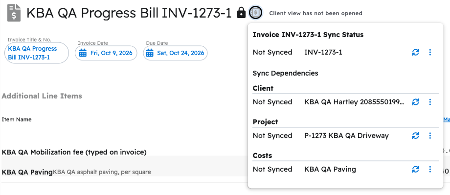 Invoice sync status